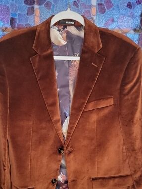 Murano Brown Velvet Sport Coat with Floral Lining